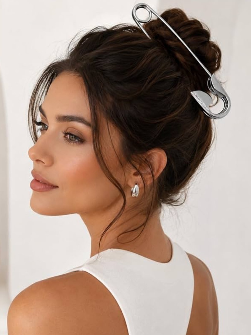 Silver Safety Pin Hair Clip - Elegant Women’s Accessory